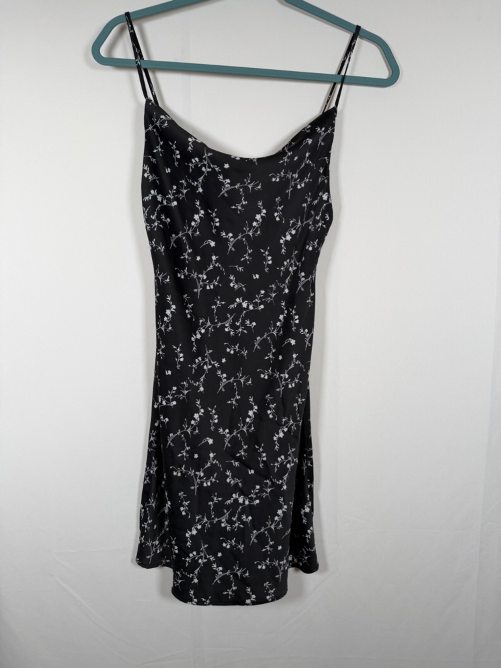 Urban Outfitters Black Floral Slip Dress with White Vine Print